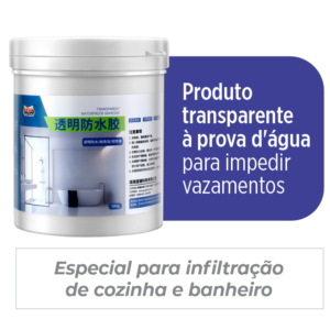 Produto transparente à prova d'água para impedir vazamentos.